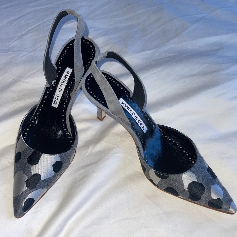 Manolo Blahnik Carolyne Slingback Kitten Heel